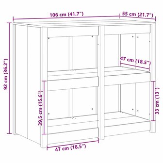 Buitenkeukenkast Wit 106x55x92 cm Massief Grenenhout 8