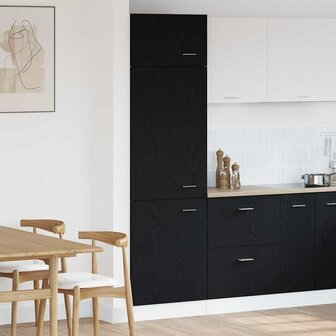 Koelkastkast in Zwart Eiken - 60x57x207 cm, gemaakt van geengineerd hout 1
