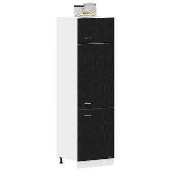 Koelkastkast in Zwart Eiken - 60x57x207 cm, gemaakt van geengineerd hout 2