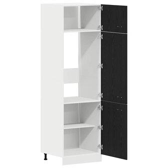 Koelkastkast in Zwart Eiken - 60x57x207 cm, gemaakt van geengineerd hout 4