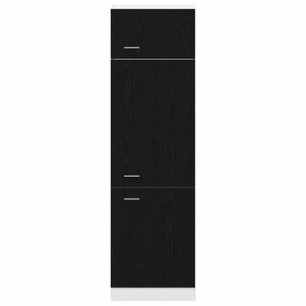 Koelkastkast in Zwart Eiken - 60x57x207 cm, gemaakt van geengineerd hout 6