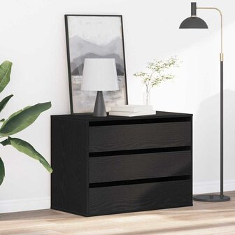 Hoekkast met Lades Zwart Eiken 80x41x58 cm Geengineerd Hout 1