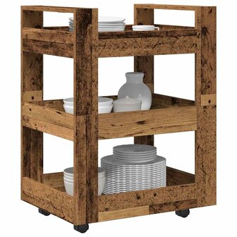 Keukentrolley 60x45x80 cm bewerkt hout oud houtkleurig 2