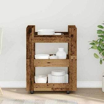 Keukentrolley 60x45x80 cm bewerkt hout oud houtkleurig 3