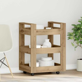 Keukentrolley 60x45x80 cm bewerkt hout artisanaal eiken 1