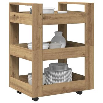 Keukentrolley 60x45x80 cm bewerkt hout artisanaal eiken 2