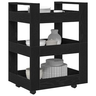 Keukentrolley 60x45x80 cm bewerkt hout zwart eikenkleurig 2