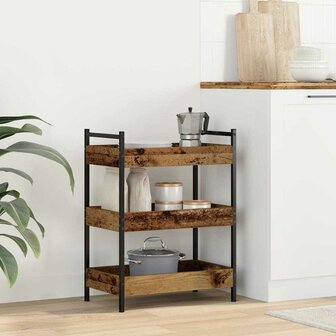 Keukentrolley 50x30x70 cm bewerkt hout oud houtkleurig 1