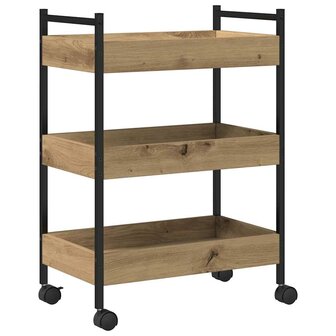 Keukentrolley 50x30x70 cm bewerkt hout artisanaal eiken 5