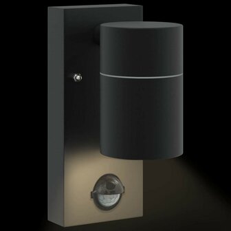 Buitenwandlamp met Sensor Zwart RVS IP44 8