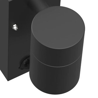 Buiten Wandlampen met Sensor 2 stuks Zwart RVS IP44 6
