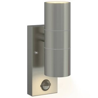 Buitenwandlampen met Sensor 2 stuks Zilver RVS IP44 8