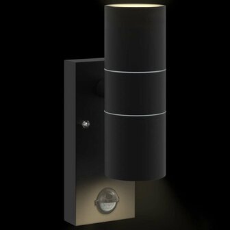 Buitenwandlamp met Sensor Zwart RVS IP44 8