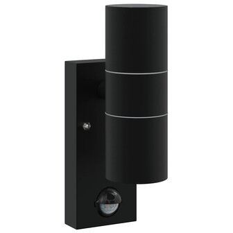 Buitenwandlampen met Sensor 2 stuks Zwart RVS IP44 2