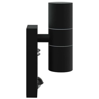 Buitenwandlampen met Sensor 2 stuks Zwart RVS IP44 4