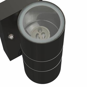 Buitenwandlampen met Sensor 2 stuks Zwart RVS IP44 6