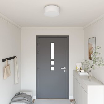 Plafondlamp vlakke montage &Oslash; 30 cm E27 stof wit 1