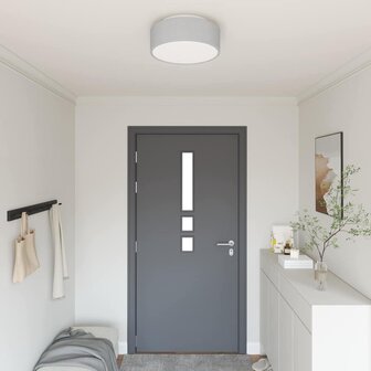 Plafondlamp vlakke montage &Oslash; 38 cm E27 stof grijs 1