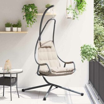 Hangstoel met standaard en kussen taupe staal 1