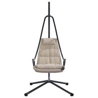 Hangstoel met standaard en kussen taupe staal 4
