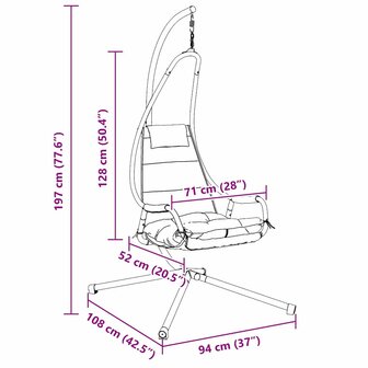 Hangstoel met standaard en kussen taupe staal 8
