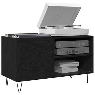 Platenkast 84,5x38x48 cm bewerkt hout zwart eikenkleurig 2