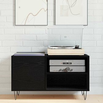 Platenkast 84,5x38x48 cm bewerkt hout zwart eikenkleurig 3