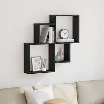 Wandkast Zwart Eiken 80x15x78,5 cm Gemaakt van Hout 1