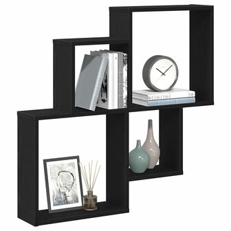 Wandkast Zwart Eiken 80x15x78,5 cm Gemaakt van Hout 2