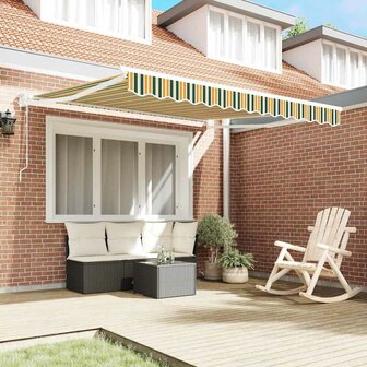 Luifel automatisch uitschuifbaar Groen en Geel 350x250 cm 2