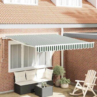 Luifel automatisch uitschuifbaar 350x250 cm groen en wit 1