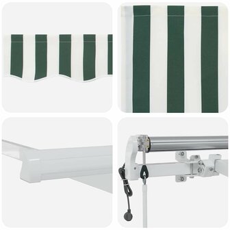 Luifel automatisch uitschuifbaar 350x250 cm groen en wit 7