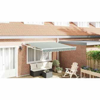 Luifel automatisch uitschuifbaar 350x250 cm groen en wit 1