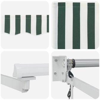 Luifel automatisch uitschuifbaar 350x250 cm groen en wit 7
