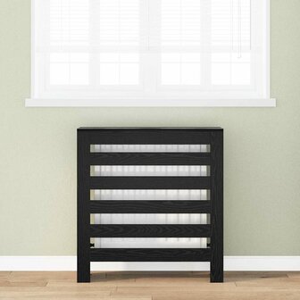 Radiator Cover Zwart Eiken 78x20x82 cm Bewerkt Hout 1
