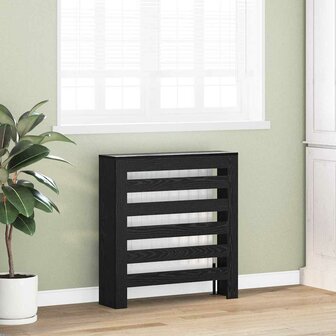 Radiator Cover Zwart Eiken 78x20x82 cm Bewerkt Hout 2