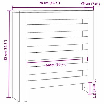 Radiator Cover Zwart Eiken 78x20x82 cm Bewerkt Hout 7