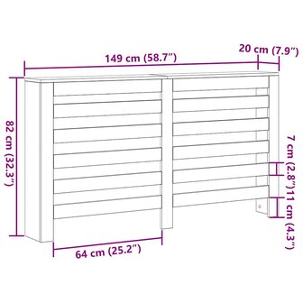 Radiator Cover Zwart Eiken 149x20x82 cm Geglansd Hout 7