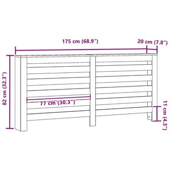 Radiator Bedekking Zwarte Eiken 175x20x82 cm Gelaagd Hout 7