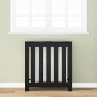 Radiator Cover Zwart Eiken 78x20x82 cm Bewerkt Hout 1