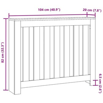 Radiator Cover Zwart Eiken 104x20x82 cm Hout 7