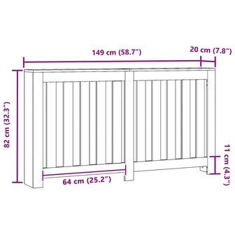 radiatorafdekking Zwart Eiken 149x20x82 cm Ge&euml;ngineerd Hout 7