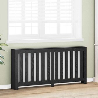 Radiator Bedekking Zwart Eiken 175x20x82 cm Geengineerd Hout 2