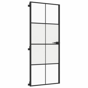 Binnendeur smal 83x201,5 cm gehard glas en aluminium zwart 5