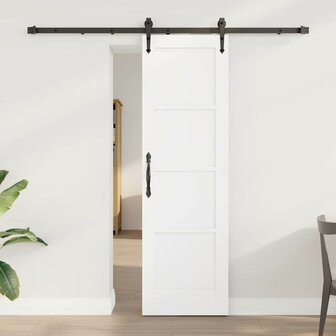 Schuifdeur met Hardware Set Wit 61x198,5 cm van Massief Hout (Grenen) 1
