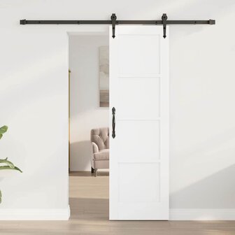 Schuifdeur met Hardware Set Wit 61x198,5 cm van Massief Hout (Grenen) 2
