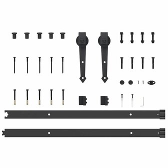 Schuifdeur met Hardware Set Wit 61x198,5 cm van Massief Hout (Grenen) 8