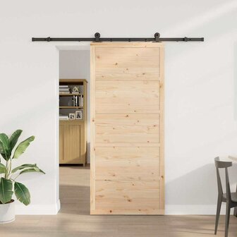 Schuifdeur Bruin 90 x 208 cm Massief grenenhout 1