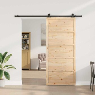 Schuifdeur Bruin 80 x 208 cm Massief grenenhout 2
