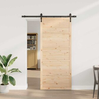 Schuifdeur Bruin 80 x 208 cm Massief grenenhout 1